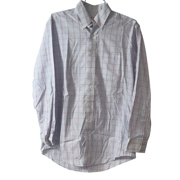 Brooks Brothers Other - Brooks Brothers Mens Regular Fit Non-Iron Cotton Dress Shirt Blue & Red Plaid